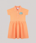Girls Polo Dress  With Gathers At Waist And  Donut Motif