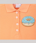 Girls Polo Dress  With Gathers At Waist And  Donut Motif