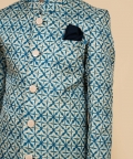Blue Silk Indowestern/Sherwani Teamed With Pyjama