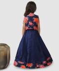Jelly Jones Gown With Florl Print Jacket Navy Blue