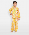 Yellow Unicorn Print Long Sleeve Kids Night Suit