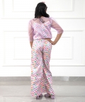 Stylish Scalaped Organza Top With Multicolour Pants