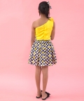 One Off Shoulder Flarry Flowered Crop Top With Skirts