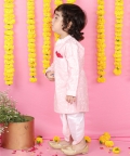 Floral Thread Embroidered Pink Kurta With Dhoti