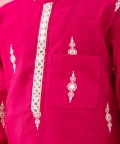 White Embroidered Pink Kurta With Pyjama