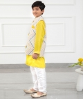 Kurta With Off White Sequins Embroidered Jacket And Pyjama