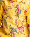 Yellow Embroidered Jacket With Kurta And Chudidar Pyjama