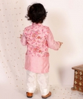 Pink Kurta Set With Floral Jacket