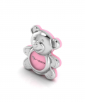 Silver Plated Teddy Photo Frame For Baby & Kids-Pink