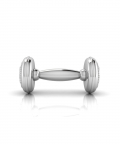  Silver Plated Teddy Embossed Beaded Dumbbell Rattle