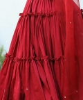 Red Embroidered Tiered Gown
