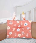 Floral Peach, White Double Sided Pillow