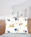 Abstract House White Print Double Sided Pillow