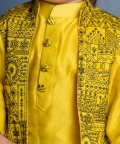 Kurta With Pocket Detail Embroidered Jacket And Pyjama