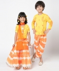Marigold Magic Girls Yellow Embroidered Lehanga Choli Set