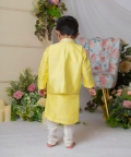 Yellow Floral Embroidery Neheru With Kurta Set