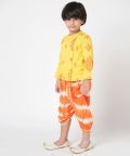 Marigold Magic  Boys Yellow Embroidered Kurta with Dhoti set