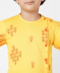 Marigold Magic  Boys Yellow Embroidered Kurta with Dhoti set