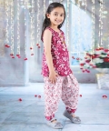 Sleeveless Kurta Salwar And Dupatta With Floral Print