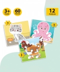 Jungle, Farm, Baby & Ocean Animals-15 Puzzle Pcs Each,Set- 4