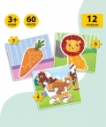 Jungle & Farm Animal, Fruit & Vegs-15 Puzzle Pcs Each,Set- 4