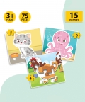 Fun & Educational Puzzles - 15 Puzzle Pcs Each, Set Of 5