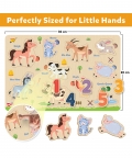 Farm Animals Puzzle Tray - Knob And Peg Puzzle- 10 Pegs