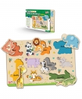 Jungle Animals Puzzle Tray - Knob And Peg Puzzle- 10 Pegs