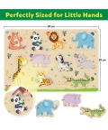 Jungle Animals Puzzle Tray - Knob And Peg Puzzle- 10 Pegs