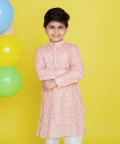Georgette Embrodiered Kurta With Soft Cotton Lining Teamed With An Off White Pyjama