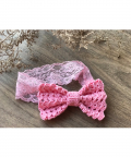 Lacey Bow Lace Hairband - Pink