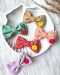 Linen Embroidered Petite Hairbow-Gloom