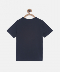 Boys Black Tie Printed Round Neck Cotton T-Shirt