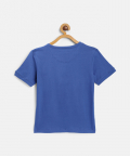 Blue Colourblock Round Neck Mercerised Cotton T-Shirt