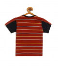 Kids Red Striped Half Sleeves Mercerised Cotton T-Shirt