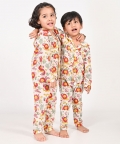 Lion And Mouse- White Unisex Nightsuit Set