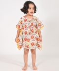 Lion And Mouse White Kaftan For Girls