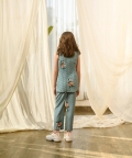 Dusty Teal Quilted Pant Suit Kids