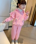 Pink Mini Heart 2 pc Track suit set for Toddlers and Kids
