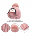 Pink Penguin Woolen Winter Cap With Muffler Set (3-10Yrs)