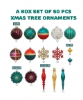 50Pc Christmas Ball Tree Ornaments Xmas Decoration/Decor Set