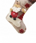Cream Jute & Checks Style Santa & Tree Stockings