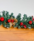 Bushy Garland With Pinecones, Cherries And Fillers, 65 Feet