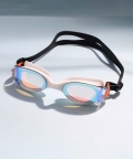 White & Orange Hologram Uv Protected Swimming Goggles