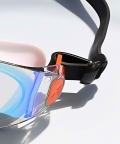 White & Orange Hologram Uv Protected Swimming Goggles