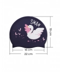 Silicone Kids Swimming Cap, Floating Swan, Navy