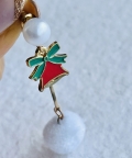 Christmas Earrings,White Pompom Hanging With Bells