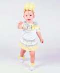 Baby Girls 2 Piece Check Set With Satin Yellow Bow