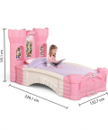 Step2 Princess Palace Twin Bed for Girls - Kids Durable Plastic Platform Bed with Headboard, Mattress Support Board and Built-in Light, Pink/White
