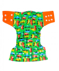 Baby Moo On-The-Go Orange And Green Reusable Diaper